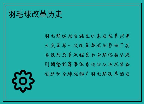 羽毛球改革历史