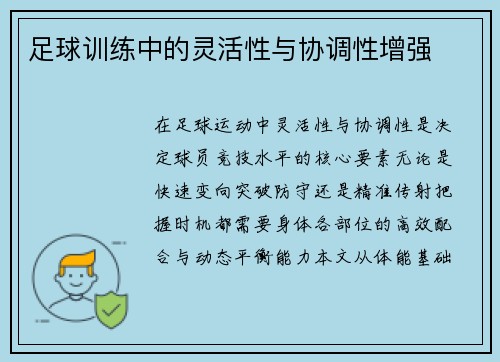 足球训练中的灵活性与协调性增强